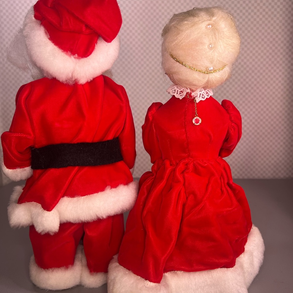 Vintage Crafted Christmas Mr and Mrs Santa Claus Doll Figures 13” - Picture 12 of 16